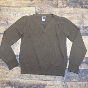 The North Face V-Neck‎ Sweater Ribbed Knit Pullover Casual Brown Top Women's M